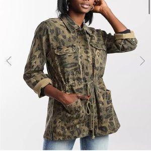 mystree washed animal print jacket, small